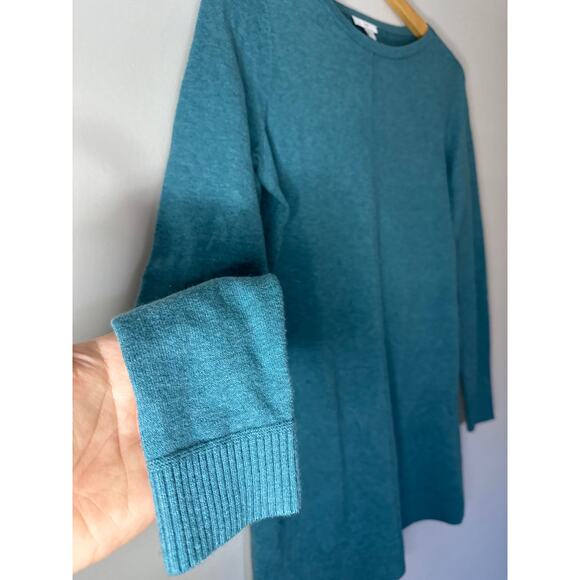 J Jill Side Split Long Sleeve Green Shirt Size XS Cotton Blend Front Seam - Picture 3 of 8